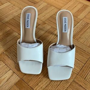 White Steve Madden peep toe heels